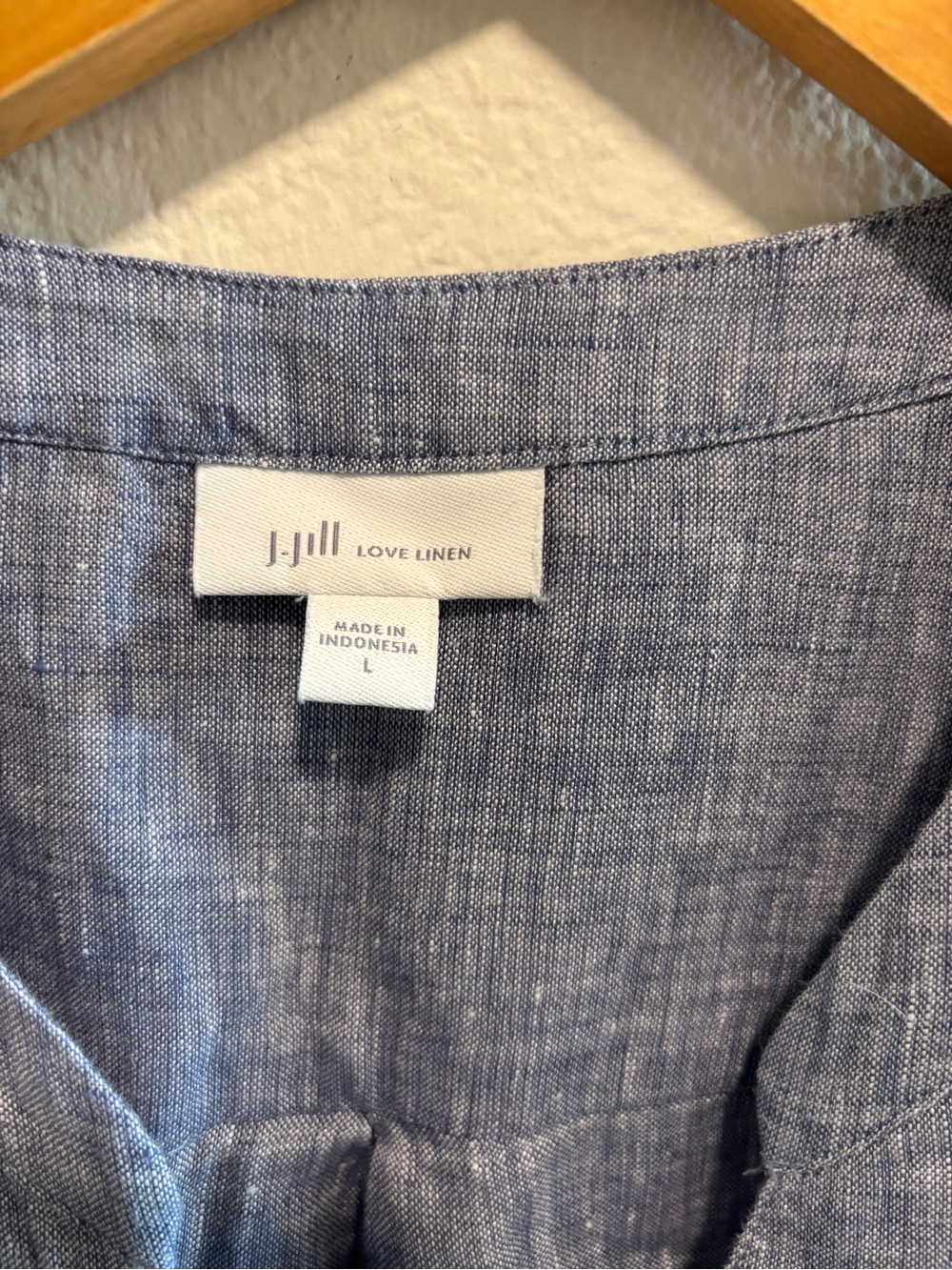 J. Jill Linen Top in Chambray Blue button front shirt dress - Picture 2 of 3